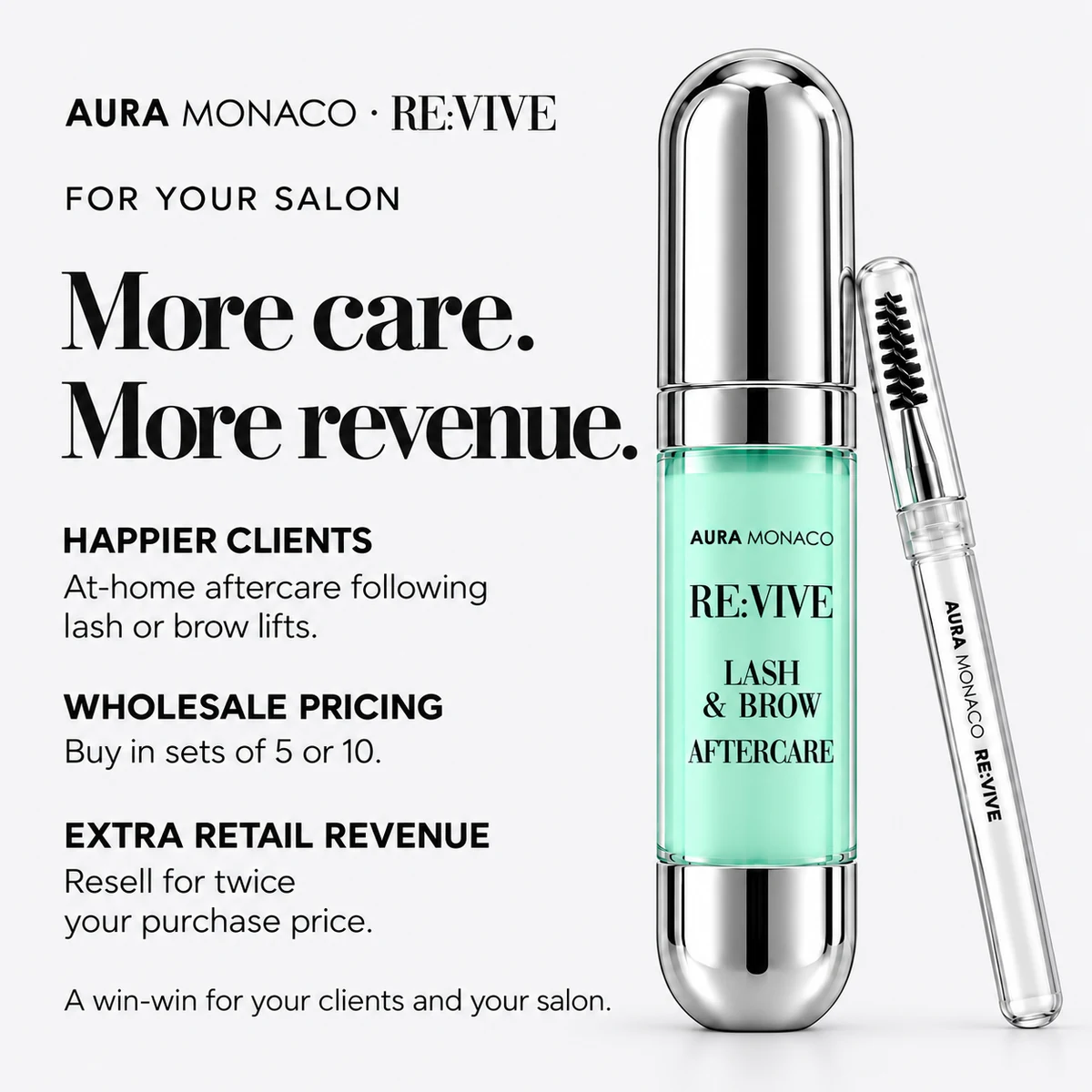 RE:VIVE salon resale sets for at-home lash and brow aftercare